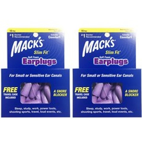 Macks 수면 귀마개 슬림핏 20p + 여행용케이스, 2개입