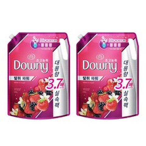 다우니 초고농축 핑크 섬유유연제 베리베리와 바닐라크림 리필, 2.6L, 2개