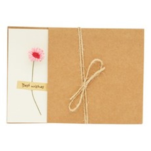 도나앤데코 클로이 편지지 + 크라프트 봉투 + 미니데이지 꽃데코, 핑크, 5세트