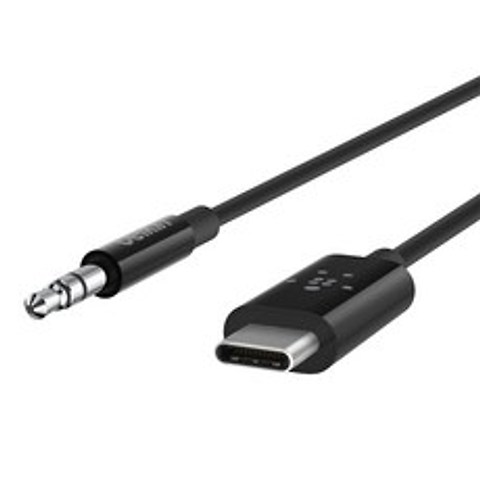 벨킨 3.5mm 오디오 AUX to USB C타입 케이블 0.9m, F7U079bt03, 블랙