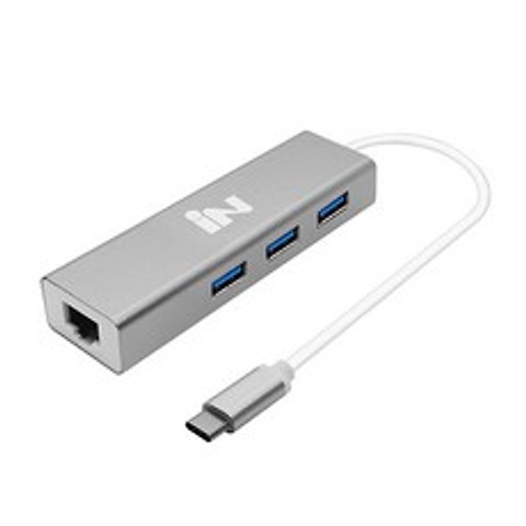 인네트워크 C타입 USB3.0 3포트 허브 + 기가랜카드 IN-C3U3L1, 혼합 색상