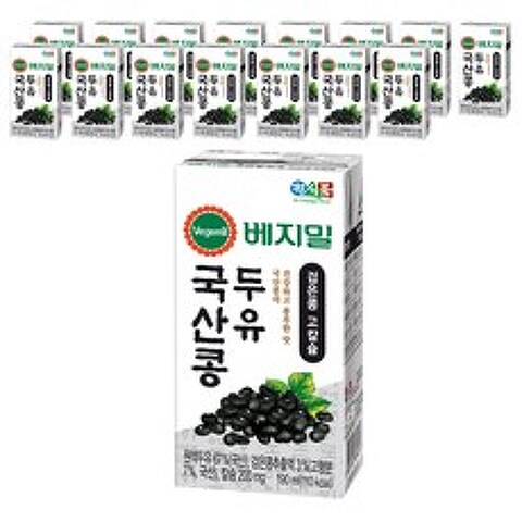 베지밀 국산콩 두유 검은콩 고칼슘, 190ml, 16개