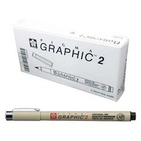 SAKURA 피그마 그래픽 캘리그라피펜 2.0mm, BK, 12개