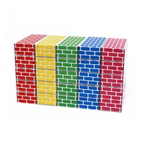 에듀플레이 종이 벽돌 블록 대형 25p, 빨강, 노랑, 파랑, 초록, 핑크