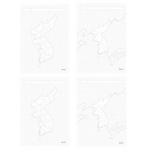 비온뒤 B5 한반도 모눈패드 2종 x 2p세트, 행정구역별 한반도 한국지리, 주요강 한반도 한국사, 1세트