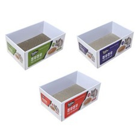 쮸루쮸루 고양이용 박스 스크래쳐 3종 세트, 혼합색상, 1세트