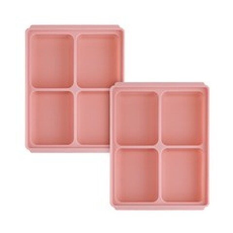 에디슨 실리콘 멀티 큐브 이유식냉동용기 4구 2p, 핑크