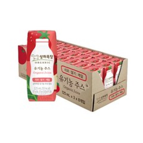 상하목장 유기농 주스 사과딸기케일, 125ml, 24개