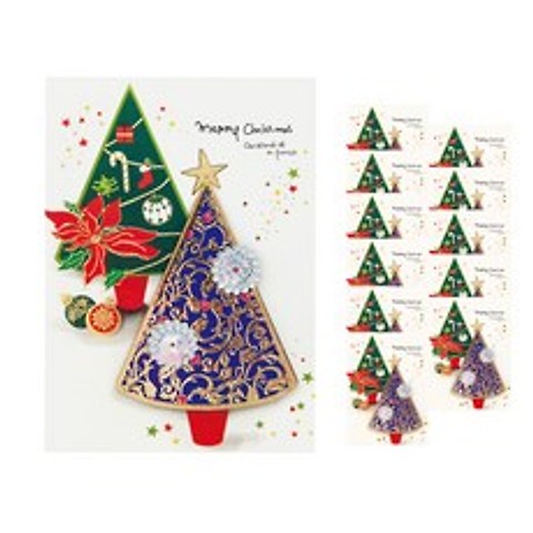 프롬앤투 크리스마스카드 + 봉투 세트 S1027q4, 혼합색상, 12세트