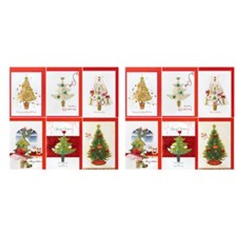 프롬앤투 크리스마스카드 6종 x 2p + 봉투 12p 세트 S1019, 혼합색상, 1세트