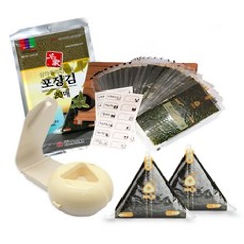 티티맘 삼각김밥용 포장김 알뜰 20매 + 제조기 + 스티커 세트, 20g, 1세트