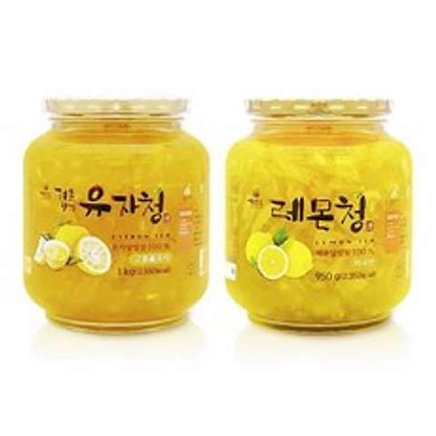 견과공장 겨울향기 프리미엄 햇과일청 2종 세트 유자청 1kg + 레몬청 950g, 1세트