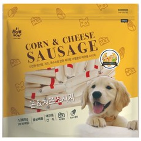 바우와우 강아지 소세지 간식 1.36kg, 콘 + 치즈 혼합맛, 1개