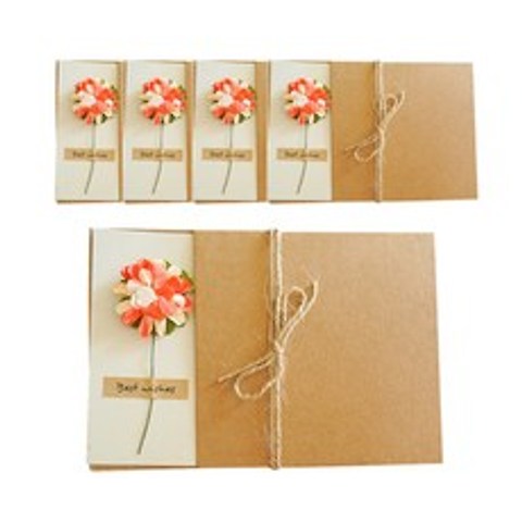 도나앤데코 클로이 편지지 + 크라프트 봉투 + 종이꽃데코, 오렌지, 5세트