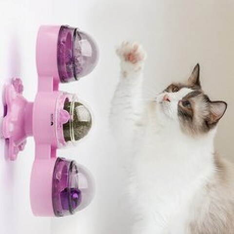 리스펫 3단 캣 스피너 고양이 장난감, 핑크, 1개