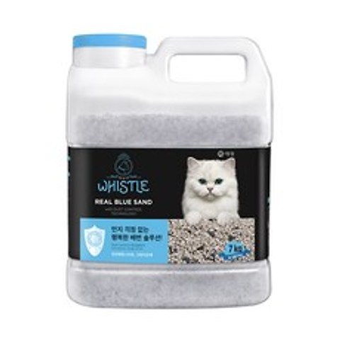 휘슬 리얼블루 고양이 모래 무향 용기, 7kg, 1개