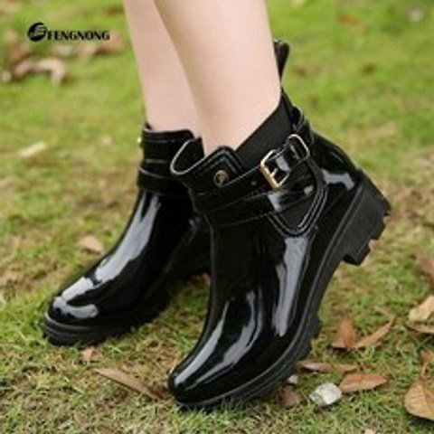 [해외]여성 패션 Rainboots 방수 신발 여성 진흙 물 신발 고무 레이스 54
