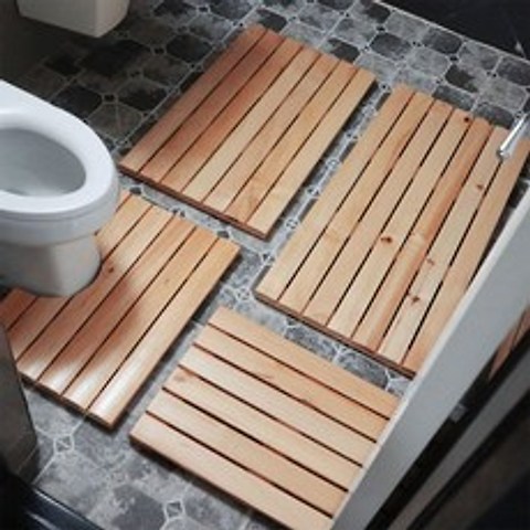 cocooning 오염에 강한 완벽방수 미끄럼방지 현관문 화장실 원목발판, 1Ea, 욕실용(변기형)
