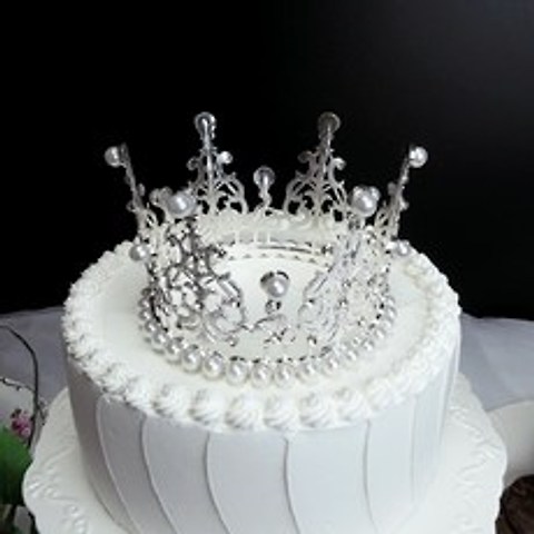 티아라 왕관 웨딩 케이크 브라이덜샤워 프로포즈 케이크토퍼 로얄, 로얄크라운1개+생일머리띠+화관