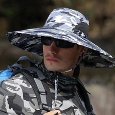 챙넓은 남자 캠핑 등산 낚시 자외선차단 모자, 그레이