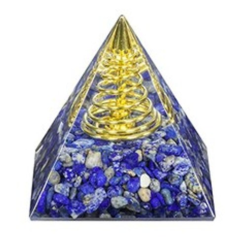 Healing Crystal Pyramid Orgone Energy Generator for EMF Protection Meditation Home (Lazuli Lapis), Lazuli Lapis