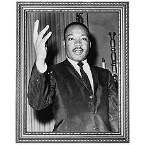 Dr. Martin Luther King Jr. Photograph in a Silver Ornate Frame - Historical Artw (8