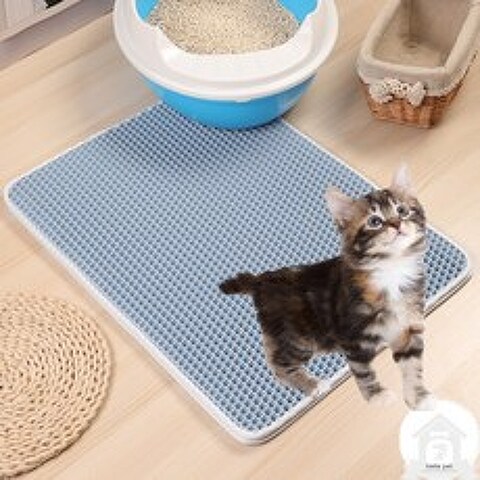 고양이 모래 매트 화장실 사막화 방지 모래 벌집 발판, 스카이블루