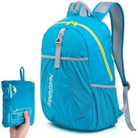 Naturehike 22L 접이식 Daypack 야외 배낭 접는 가방 캠핑 배낭 등산 가방 초경량 휴대용 슈퍼 라이트 (라이트 블루), 단일옵션