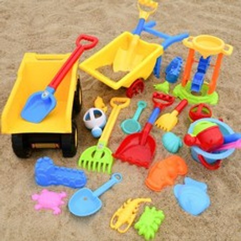 [해외 직송]뉴타임즈 모래놀이 야외완구 어린이 비치 장난감 세트 모래 아기 모래장난 도구 라지 사이즈 모래 캐기 XZ21 C11, 1개, 04 26피스