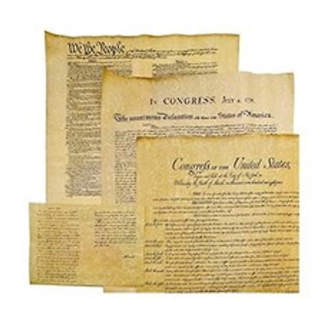 4 Antiqued 양피지 미국 역사적 문서 - 독립 선언 미국 헌법 권리 청구서 및 Gettysburg 주소, 본상품, 본상품