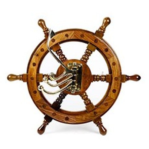 Marine Ship Wheel Brass Court Hook Marine Wall Decoration Utility Hook Brass Court Hook (30 Inches), 30 Inches