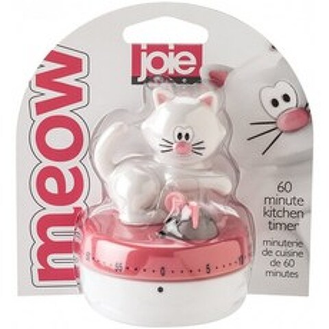 Joie Mow Cat 60 Minute 키친 타이머 홈 데코레이션 제품, 단일옵션