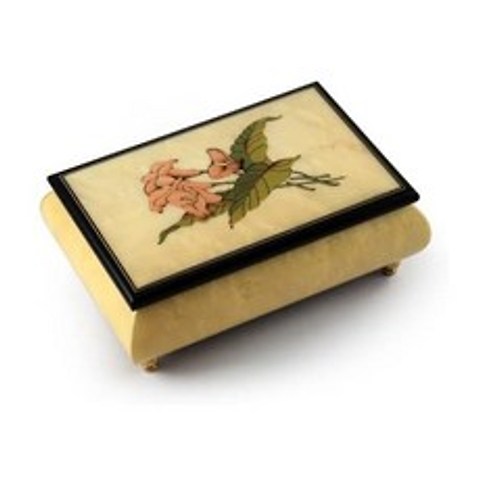 Incredible Crème Stained Italian Music Box with Lilies W (187. Id Like to Teach the World to Sing), 본상품