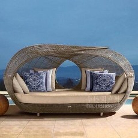 선배드 수영장비치의자 해수욕장 야외 드러눕는 침대 야외정원 발코니 태양 넝쿨, 01 디럭스 침대