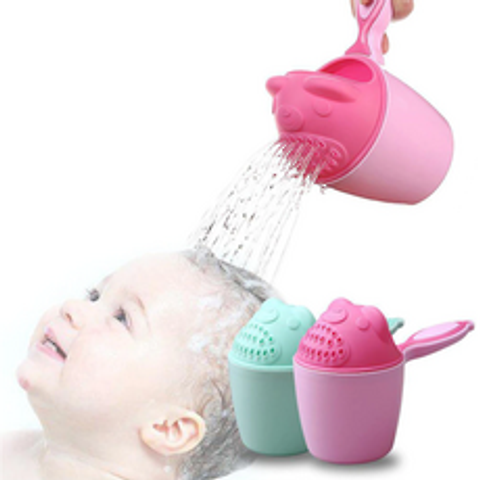 미니 케릭터 어린이 목욕 용품 바가지 물 조리개, 샤워조리 하마 핑크