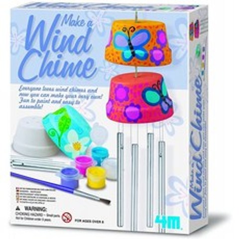 4M 4824 Make A Wind Chime Kit - Arts & Craft Construct & Paint A Wind Powered Music Chime DIY Gift for Kids B, 단일옵션