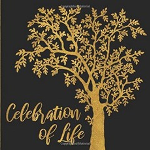 생명의 축하 : 검은 색과 금색 추모식 방명록-여성 또는 남성용 황금 나무 실루엣 장례식 방명록-방문자, 단일옵션