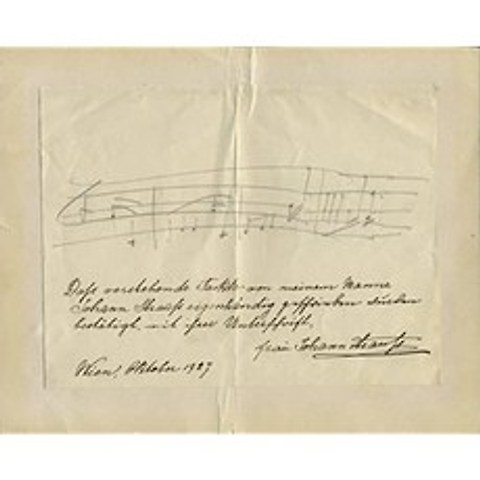 Strauss II 요한. (18251899) Deutsch Adele. (18561930) : 그의 아내가 서명 한 사인 뮤지컬 인용문, 본상품, 본상품
