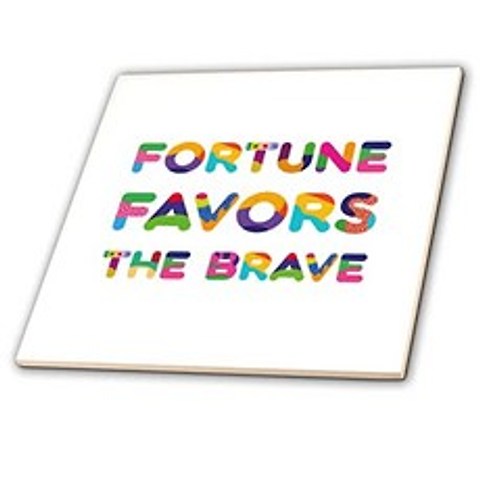 3dRose Fortune Favors The Brave colorful text. A positive typography gift - Tiles (c (8-Inch-Glass), 8-Inch-Glass, 8-Inch-Glass