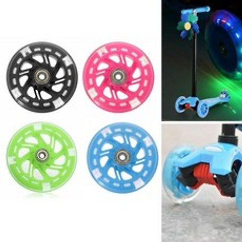 LED 플래시 휠 깜박이 불빛 후면 후면 ABED 마이크로 스쿠터 미니 12*2cm PU 스케이트 바퀴 전기 스쿠터 액세서리|스쿠터 구성품 & 액세서리|, 1개, Black, CHINA