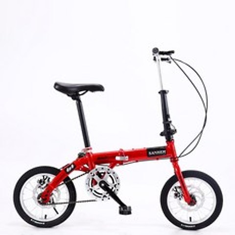 미래물14 인치 접이식 미니 초경량 휴대용 성인 어린이 학생 남녀 작은 바퀴 더블 디스크 브레이크 자전거, 단속블랙