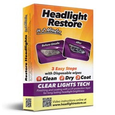Clear Lights Tech 헤드라이트 복원 키트 코팅 렌즈 클리닝 와이프 Tech Headlight Restoration Kit