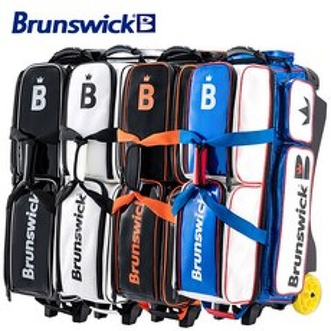 [정품] Brunswick (악세서리가방 포함) 에나멜 브런스윅 3볼 롤러백 볼링가방, (화이트+블랙)