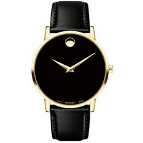 Movado Mens Museum Yellow Gold Watch with Concave Dot Museum Dial Gol