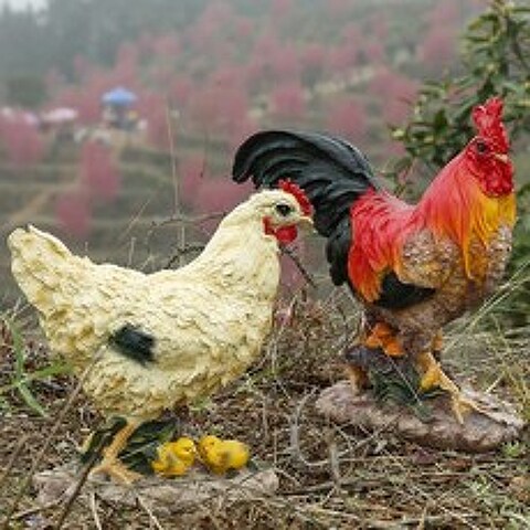 야외 정원 수탉 암탉 닭 조형물 동물 모형 전원주택, 암탉 수탉세트