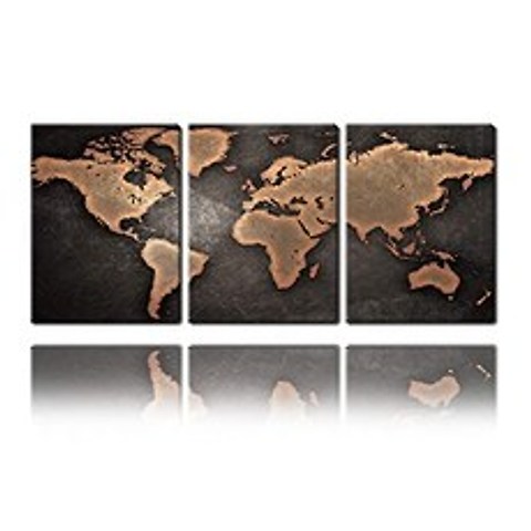 Vintage Abstract World Map Bedroom Living Room Office Wall Decoration Home Decoration Modern Wall Art Frame Ready (12x16inx3pcs), 본상품
