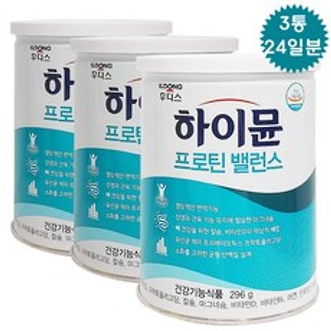 일동후디스 하이뮨 프로틴 밸런스 단백질 파우더 건강기능식품 스푼증정, 296g, 3캔