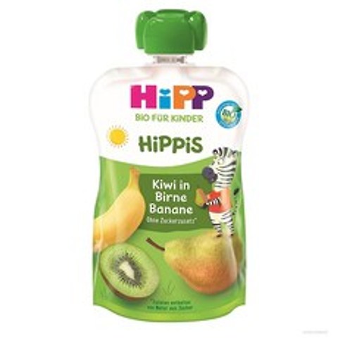 힙 HiPP HiPPiS Kiwi in Birne Banane 힙피스 배 바나나 키위 과일 이유식 퓨레 100g 6팩, 6개, 상세설명참조
