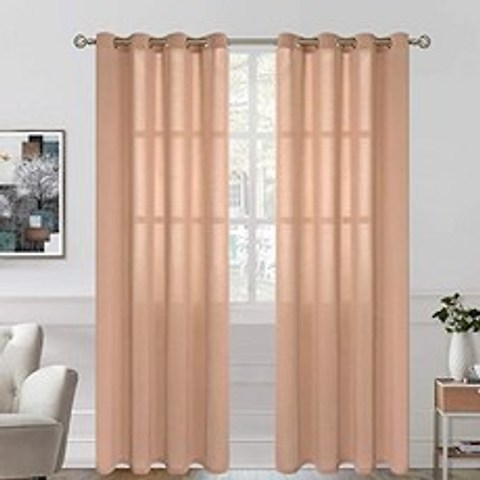 Linen is a Semi Sheer curtain for bedroom living room 2 panel (52 x 95 inc (52W x 95L Rubby Tan), 52W x 95L, Rubby Tan