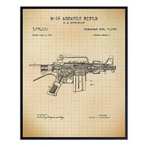 NMT M-16 Assault 소총 특허 인쇄 - 총기 총기 두 번째 개정 된 열광 자 육군 마린 팀 무기 군사 참전 용사 - 홈 동굴 - P079707MNQNFX54, 기본, 기본